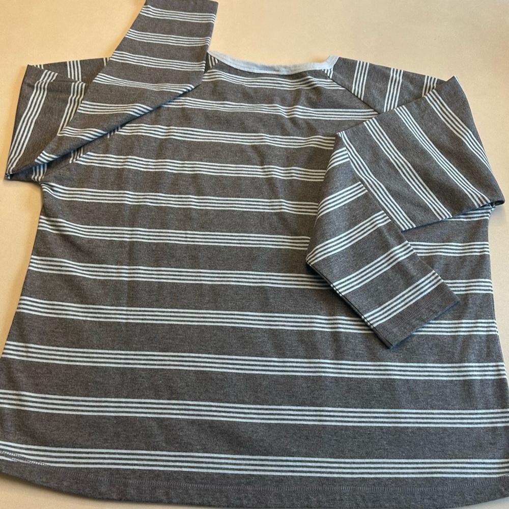 Vintage B.U.M. Equipment Plus Striped Pullover in Grey and Light Turquoise - Picture 8 of 8